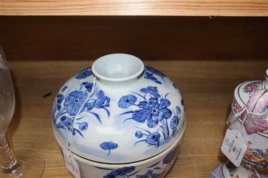 A 19th century Chinese blue and white bowl and cover height 22cm